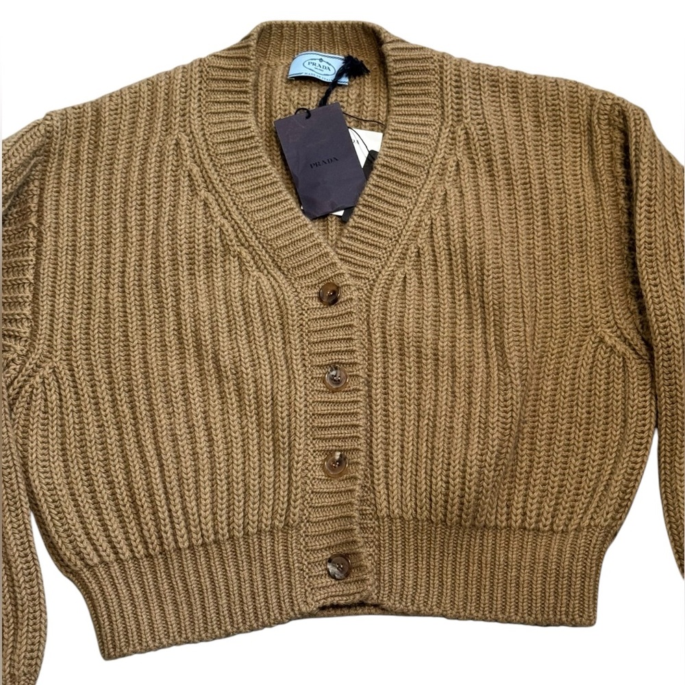 PRADA***Women's Brown Heavy Knit Cardigan Sweater***Size 42 $2450 NWT - Picture 2 of 4